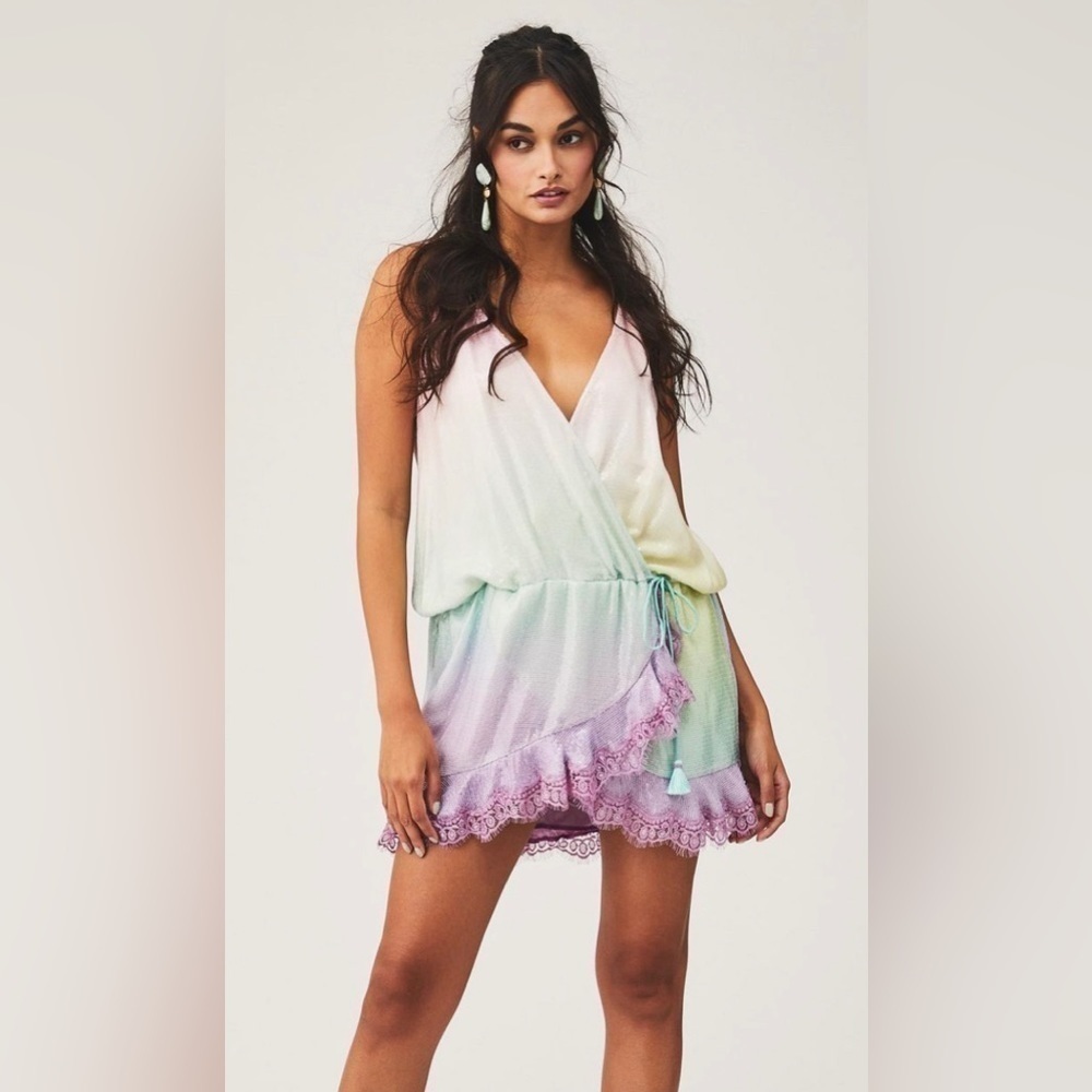 Rococo Sand Gradient Mini Dress In Bling Tricolor Nwt